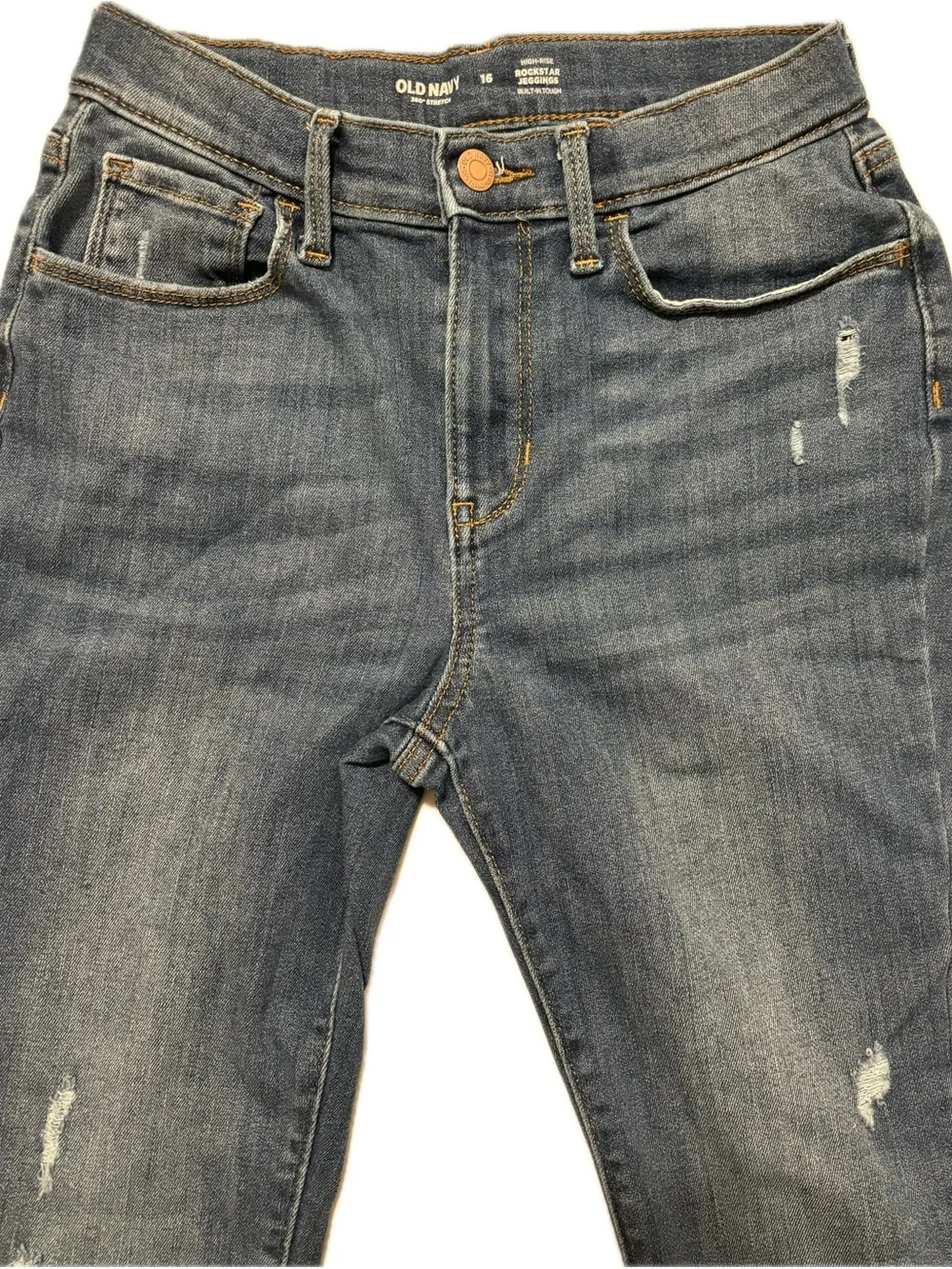 Girls Size 16 High Rise Rockstar Jeggings Distressed Jeans